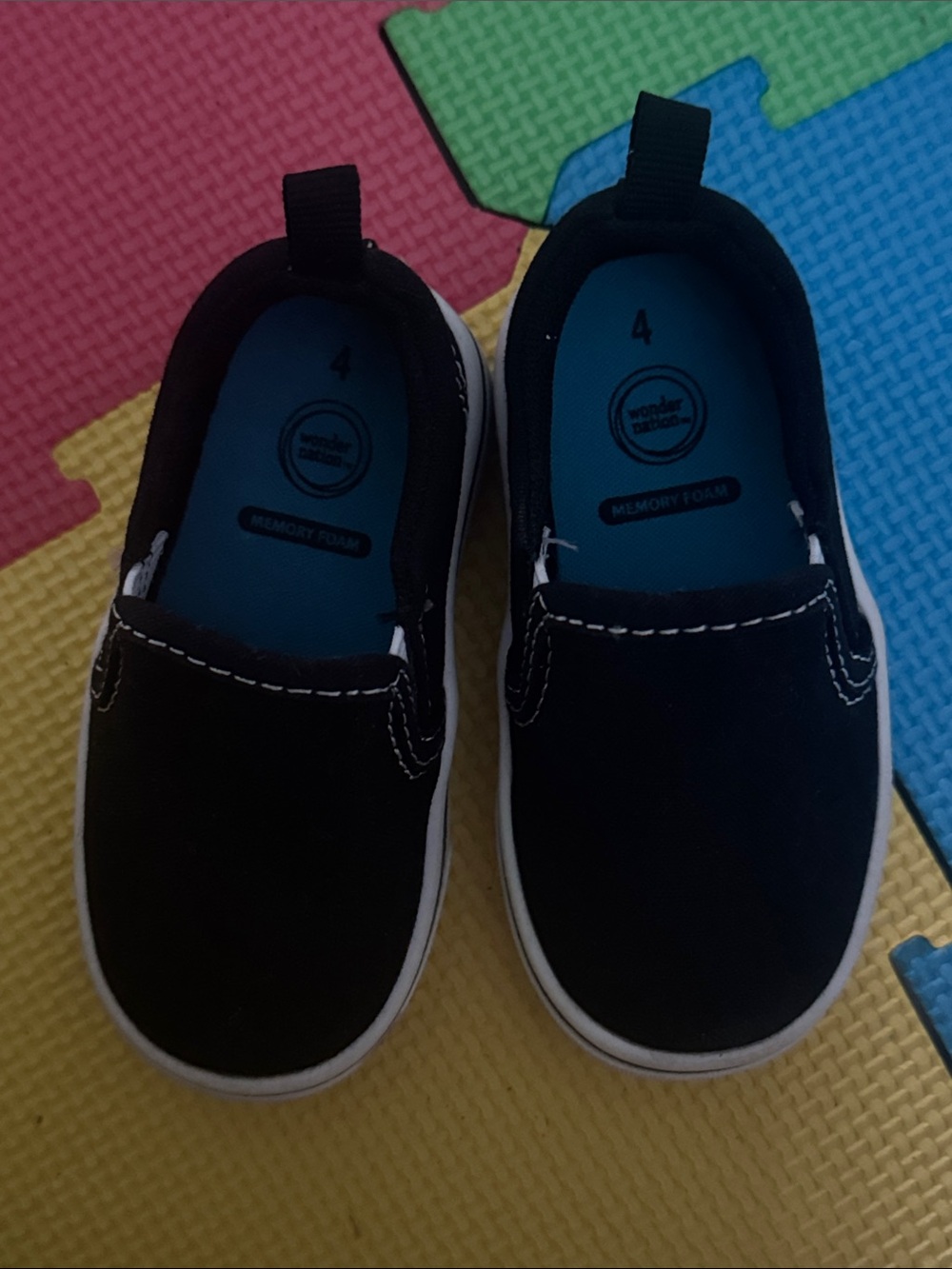 wonder nation Black Slip-On Kids Sneakers with White Sole